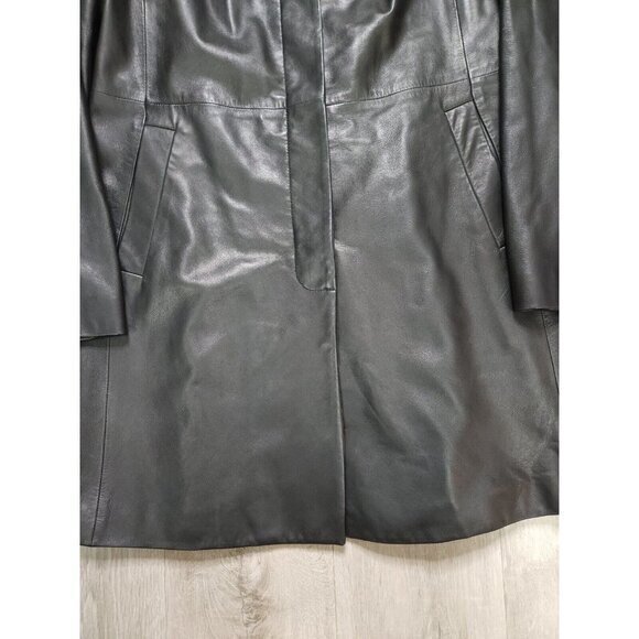 Cole Haan Genuine Lambskin Coat Trench Long Jacket Button Up Womens 10 - Picture 7 of 10